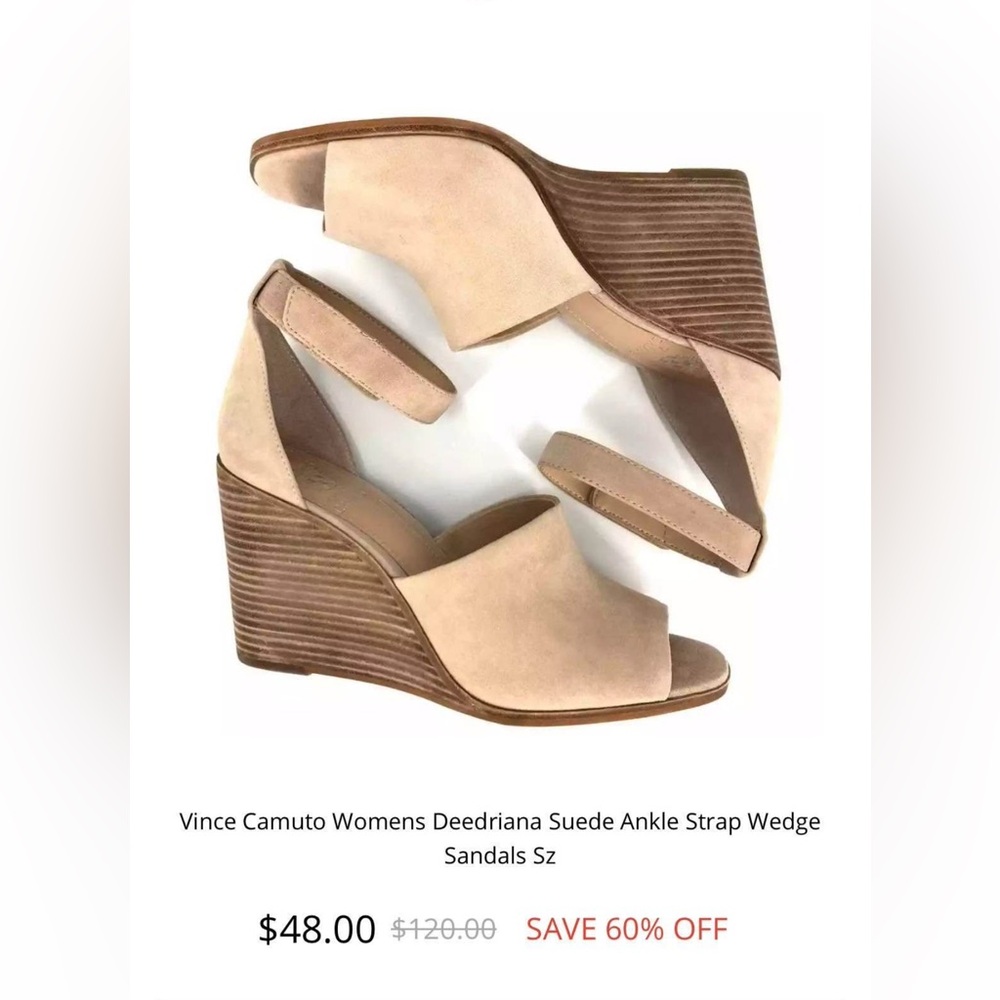 Vince Camuto Deedriana Suede ankle strap wedge sandals Size 6.5M